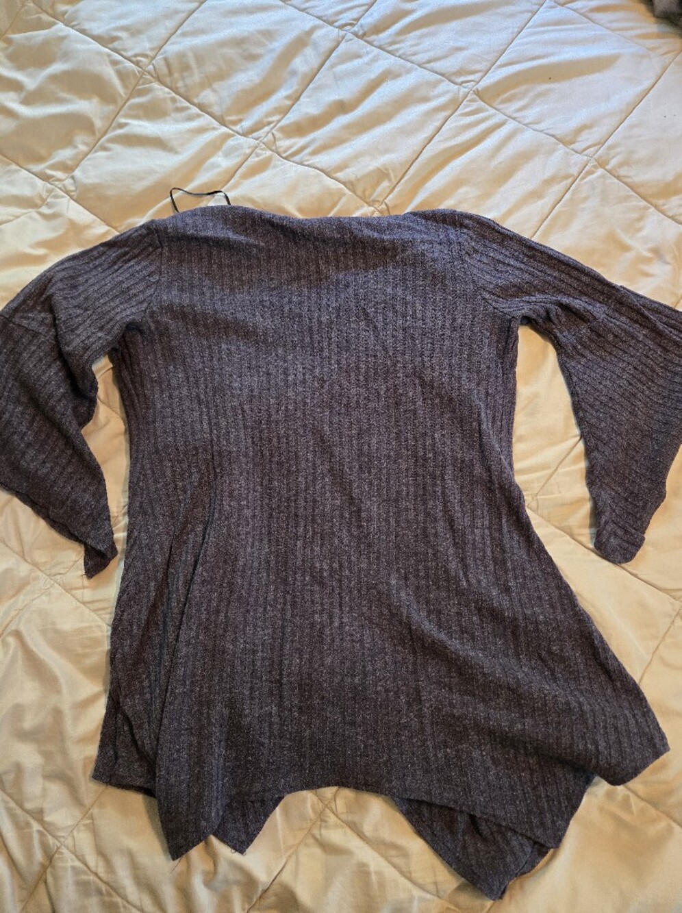 Relativity Ribbed Open Front Draped Cardigan - Picture 3 of 3